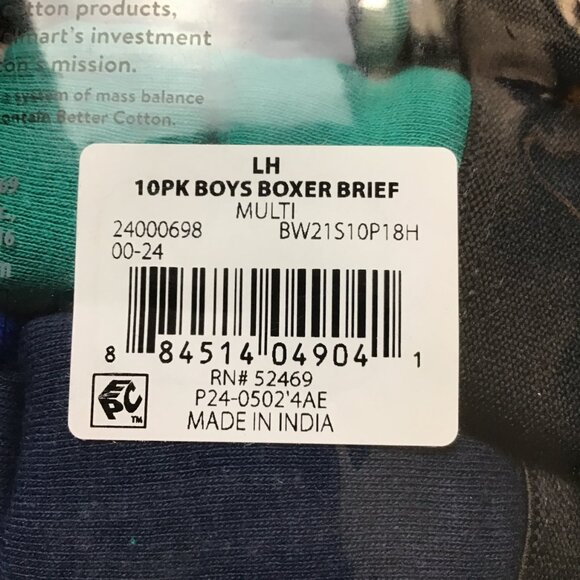 Wonder Nation Boys Underwear Soft Cotton Boxer Briefs, 10 Value Pack 10-12 L - Picture 6 of 7